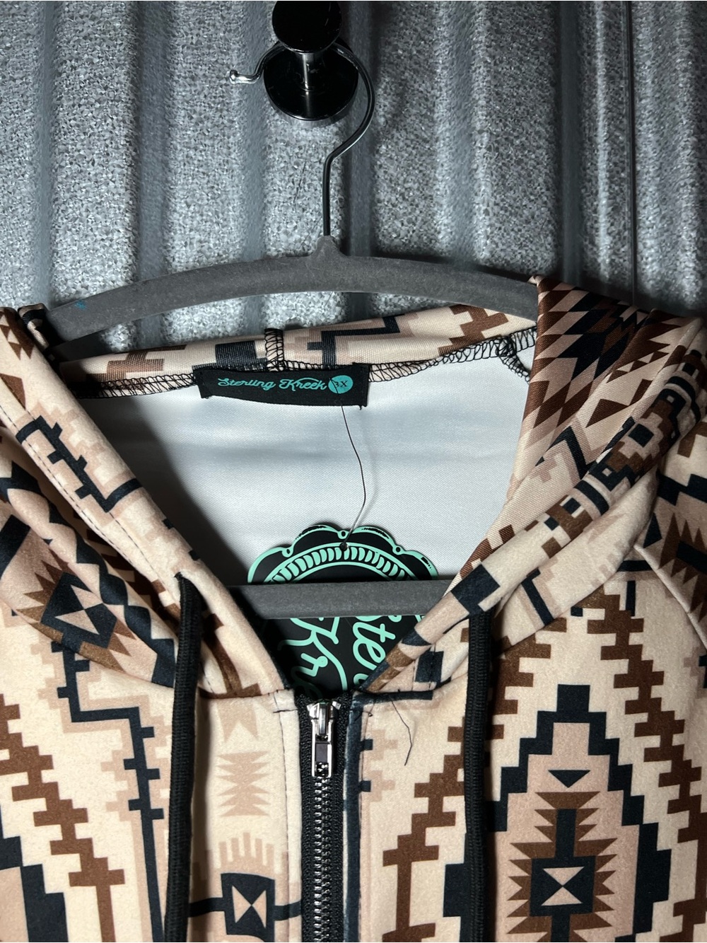 Sterling Kreek 1/4 Zip Southwest Print Zip Hoodie - Beige & Brown NWT 3x - Picture 2 of 6